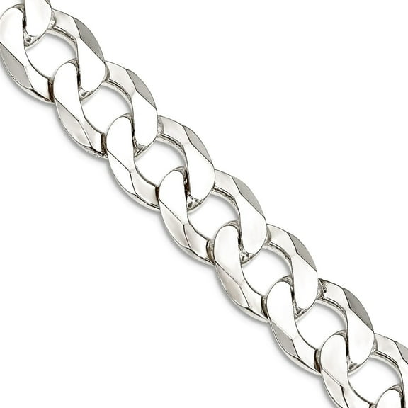 925 Sterling Silver Polished Lobster Claw Closure 11.75mm Close Link Flat Curb Chain Necklace 20 Inch Chain-Necklace for