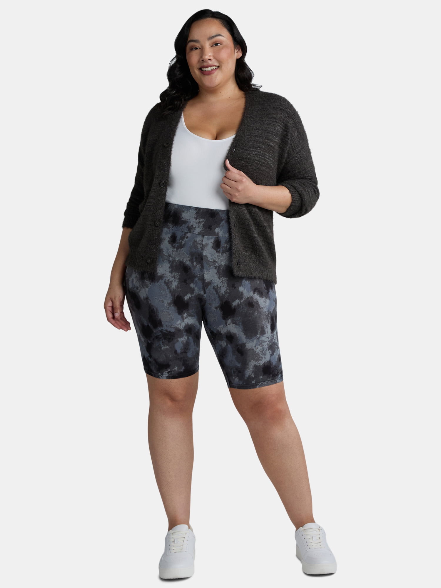 Terra & Sky Women’s Plus Size Bike Shorts, 10" Inseam, 2-Pack, Sizes 0X-5X
