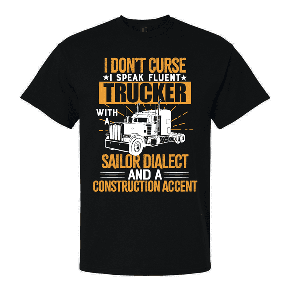 Trenz Shirt Company Mens Graphic T-Shirt - I Don't Curse, I Speak Fluent Trucker Design-Black-4xl