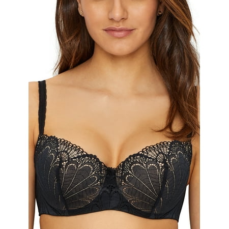 Wonderbra Women s Refined Glamour Balconette Bra  Black  34F