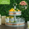 thumbnail image 5 of Ilyapa Galvanized Tiered Tray Stand with Copper Trim, Metal 2 Tier Serving Tray Platter for Cake, Dessert, Appetizers & More, 5 of 6