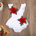 thumbnail image 5 of Qiylii Baby Girl Bodysuit 3D Flower Sleeveless Ruffle Summer Cool Romper, 5 of 5