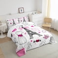 thumbnail image 3 of Feelyou Cartoon Eiffel Tower Bedding Comforter Set, Pink Fashion Women Twin Comforter Sets, Princess Bowknot Dress Reversible Bedding Set, Luxury Bedroom Decor, 2-Piece, 3 of 8