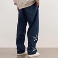 thumbnail image 5 of oqasdz Men's Pants Elastic Waist Spring Fall Star Embroidered Oversizxed Sweat Pants Sports Activities Casual Comfort Soft Outwear, 5 of 5