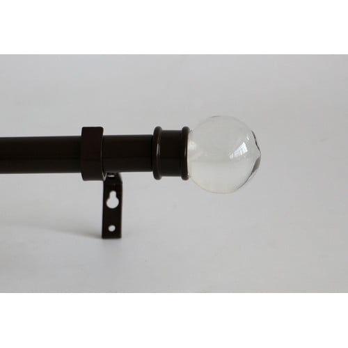 Bronze Adjustable Curtain Rod with Crystal Finials, 48"-84"