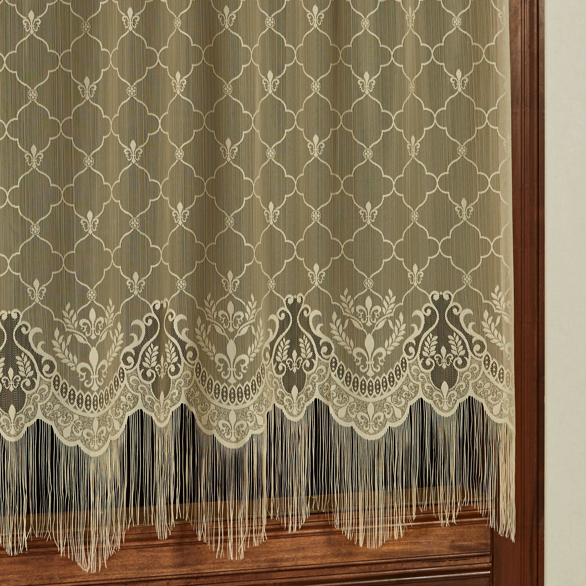 Touch of Class Victorian Antique Gold Heart Rod Pocket Curtain, 56 x 63 in