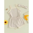 thumbnail image 2 of Bagilaanoe 3pcs Newborn Baby Girl Shorts Set Sleeveless Camisole Tops + Shorts + Headband 3M 6M 12M 18M 24M Infant Casual Summer Clothes, 2 of 8