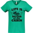 thumbnail image 3 of Inktastic Life is Better at the Cabin with Trees and Moon Women's V-Neck T-Shirt, 3 of 5