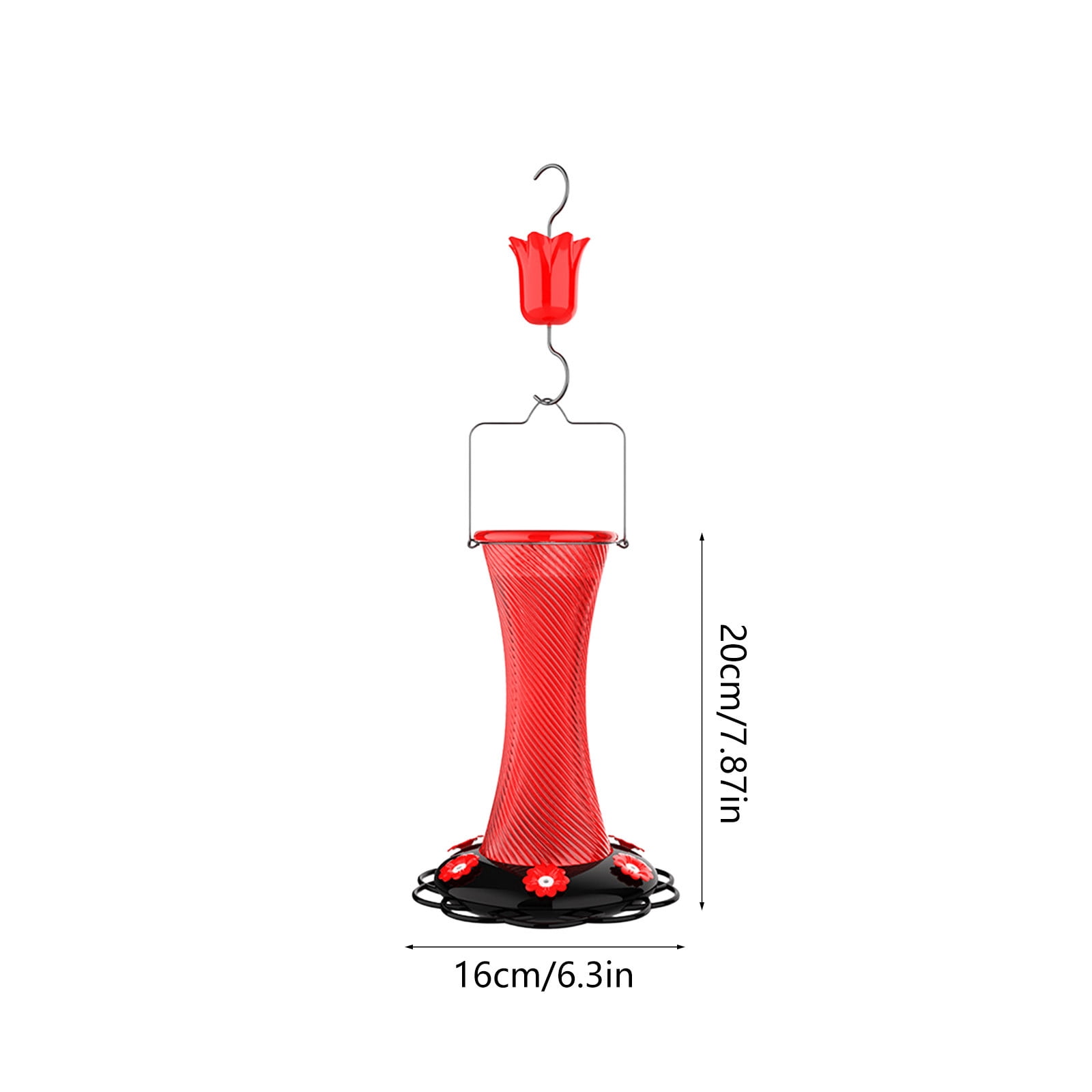 Hanging Glass Hummingbird Feeder, 7.8in Outdoor Decorative Wild Bird Nectar Feeder With Flower‑Shaped Ports