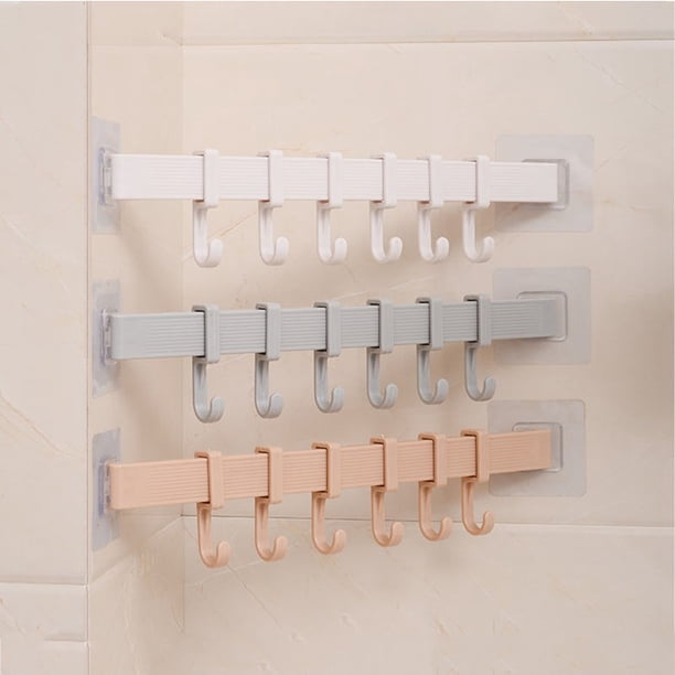 Perchero para toallas de baño, sin perforaciones, con 6 ganchos, sin dejar rastro, para colgar en la pared de la cocina