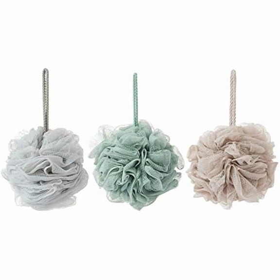 Fu997 Bath Sponges, Shower Loofah for Body Exfoliation(3 pcs, Brown&Gray&Pink)