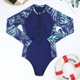 thumbnail image 5 of Traje de surf Traje de baño de una pieza estampado con bloques de color Traje de buceo para mujer Traje de baño de manga larga, 5 of 6