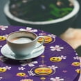 thumbnail image 3 of Ambesonne Emoji Fitted Round Tablecloth, Chinese New Year Round Faces, 56"- 60" Diameter, Quartz Mustard White, 3 of 5