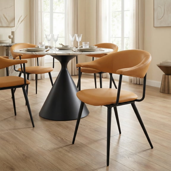 Sima Dining Chair Brown Dining Chair, Modern Style, Plush and durable faux leather fabric, Plywood, Indoor Dining