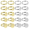 thumbnail image 1 of 20 Pcs Base de Anillo Metálico en Blanco, 6/8/10/12/14mm Almohadilla Ajustable Cabujón Anillo en Blanco para Fabricación de Joyas DIY, Plata/Oro/Oro, 1 of 7