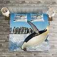 thumbnail image 3 of Ambesonne Penguin Quilted Bedspread Set 3 Pcs, Detailed Arctic Photo, Queen Size, Multicolor, 3 of 3