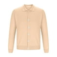 thumbnail image 4 of Handshe Men's Solid Color Turn-Down Collar Button Closure Long Sleeve Cardigan Sweater, Casual Wear Outdoor Layering Cozy Knit Top for Men,Plus Size, 4 of 6