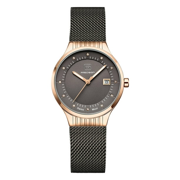 Reloj Glock Precision con caja de acero dorado rosa de 35 mm para hombre