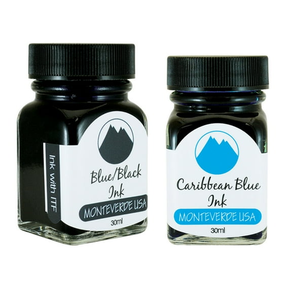 Monteverde 60ml Core Fountain Pen Ink Bottle (30ml Blue/Black Ink Bottle G309BB, 30ml Caribbean Blue Ink Bottle G309CU)