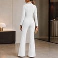 thumbnail image 6 of Edvintorg Women Jumpsuit Lapel Cargo Pocket Button Down Romper Long Sleeve Jumpsuits with Flare Pant Womens Clothing S-XL White, 6 of 6