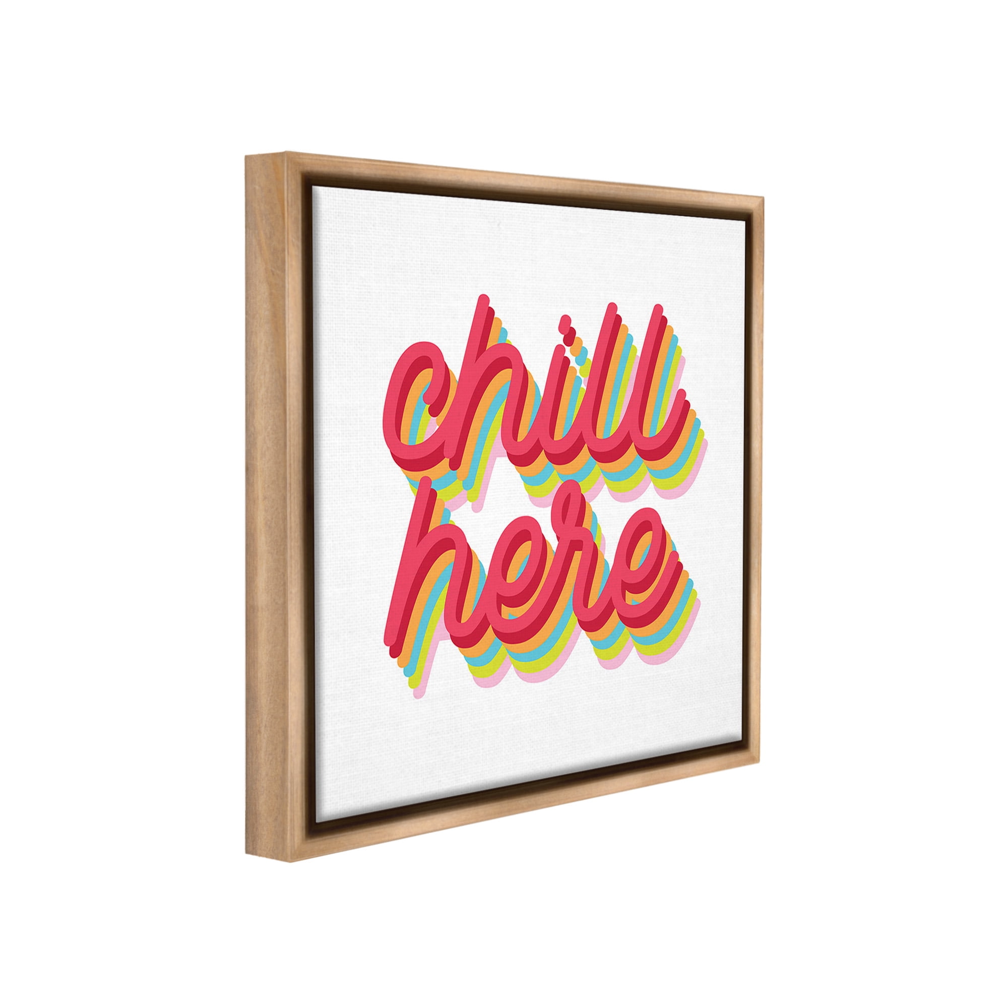 Stupell Industries Retro Chill Here Typography Painting Brown Floater Framed Canvas Art Print Wall Art, 18 x 18