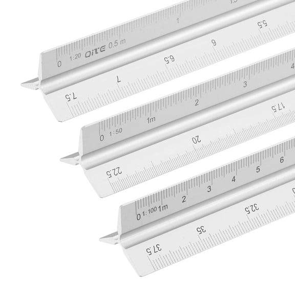 Uxcell Metric Engineer Scale Ruler, (13 Inch, Silver) Architectural Small Scale Ruler Aluminum Triangular Civil Drafting Tool for Architect Blueprint Engineering Office Supplies