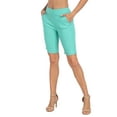 thumbnail image 5 of HDE Pull On Bermuda Shorts For Women Mid Rise 10" Inseam Shorts with Pockets Turquoise - L, 5 of 6