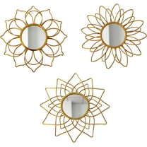 BVLFOOK 9" x 9" Champagne Gold Modern Round Wall Mirror, Set of 3