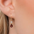 thumbnail image 3 of Gem Stone King 14K Yellow Gold Red Garnet and Lab Grown Diamond Earrings for Women | 1.11 Cttw | Gemstone January Birthstone | Pear Shape 6X4MM, 3 of 6