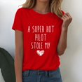 thumbnail image 5 of Tittly T Shirts for Women Graphic Tees Womens Fashion Workout T Shirts Athletic Plus Size Tops Summer Trendy Clothes Short Sleeve Spring Tee Tshirts Shirts Spring Tops for Women Red 3XL, 5 of 5