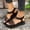 Black, variant on WIZUTIZ Womens Beach Sandals Flat Sandals Women's Sandals Gym Comfort Stretch Hollow Out Sandals Pull-On Round Toe Shoes Low Heel (1"-2") Medium Solid Sandals for Lady Anniversary New Arrivals Black