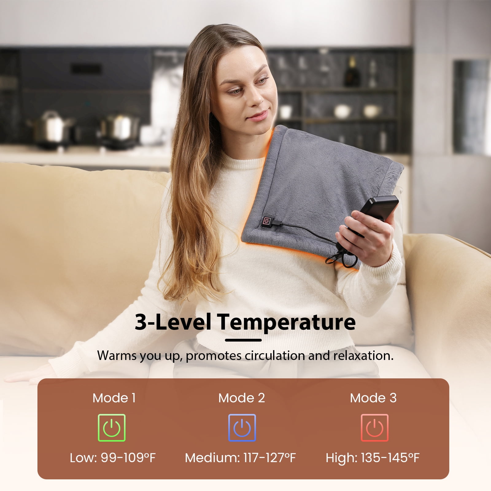 Bob and Brad Weighted Electric Heating Pad for Deep Muscle Pain, Joint Pain, and Spasms, 12"x24"