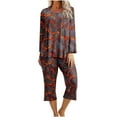 thumbnail image 2 of Two Piece Outfits For Women 2PC Halloween Print Round Neck Long Sleeve Two-piece Comfortable Home Pajamas Set Sports Set Up to 65% off, 2 of 5