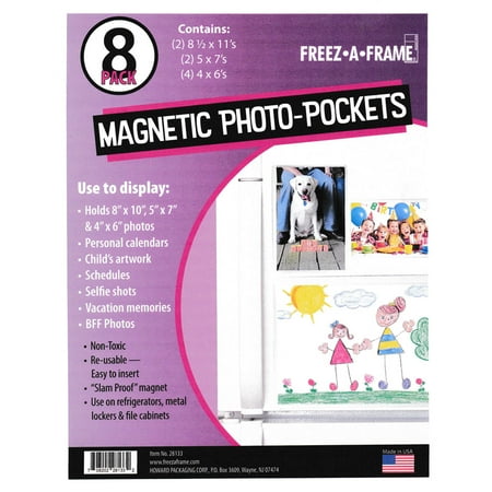 - Freez A Frame Clear Magnetic Pockets 8 Pack (2) 8.5 x 11 (2) 5 x 7 (4) 4 x 6