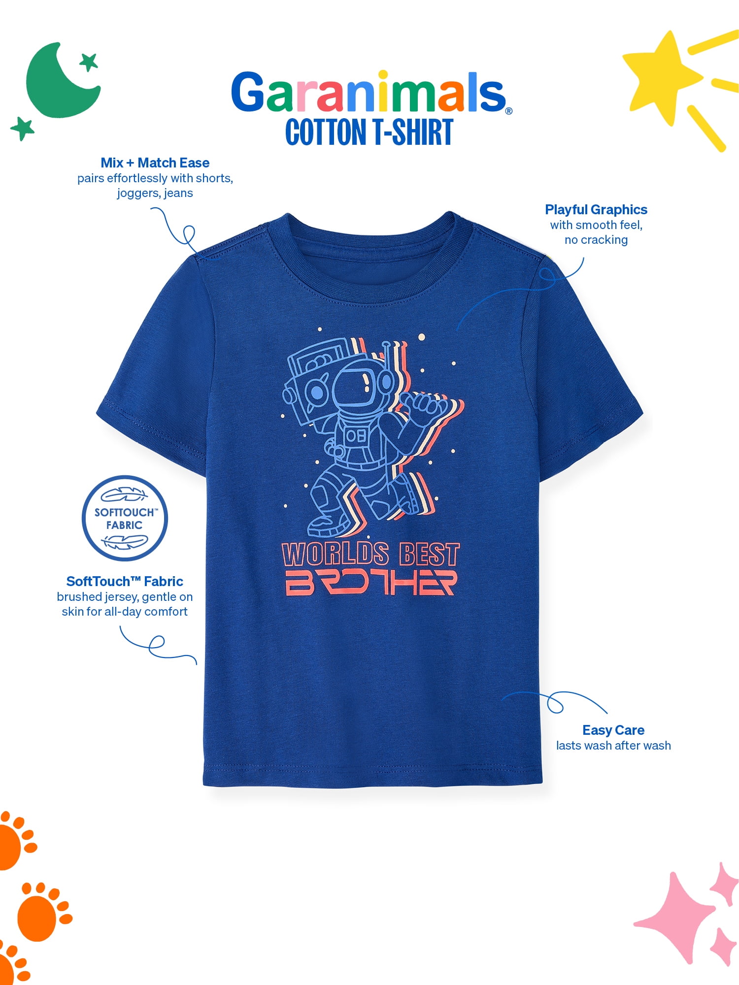 Garanimals Newborn, Baby & Toddler Boy Cotton Short-Sleeve Graphic T-Shirt, Sizes 0-6T