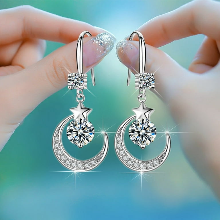 XZNGL Earrings Star Moon Earrings Drop Earrings Diamond