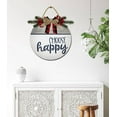 thumbnail image 6 of Choose Happy Sign Front Door Porch Decorations, Round Rustic Wood Hanging Sign for Farmhouse Porch Outdoor Home Holiday Front Door Sign Decor, 6 of 7