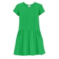 thumbnail image 2 of Made in USA Girls Soft Cotton Jersey Short Sleeve Drop Waist Pocket Dress, 2 of 10