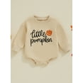thumbnail image 2 of Suealasg Baby Girls Boys Bubble Rompers 3 6 12 18 Months Infant Long Sleeve Letter Pumpkin Print Romper Bodysuit Newborn Halloween Clothes, 2 of 8