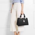 thumbnail image 6 of Dasein Women's PU Leather Solid Print Zipper Tote Shoulder Bag, Black, 6 of 7