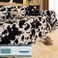 thumbnail image 5 of West Ivory 4-Seater Ultra-Thick Winter Soft Plush Couch Cover – Washable Furniture Protector for Dogs, Pets, Anti-Slip, Anti-Dust Sofa Cushion Cover, Black and White, 133.86 x 66.93 Inches, 5 of 6