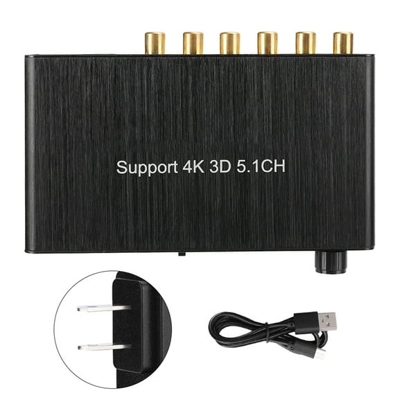 ZOUSSIQI HDMI Audio Extractor Decoder Convertor for Dolby Support 4K 5.1CH Three Dimensional 110‑240Vblack US EL225#69286