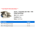 thumbnail image 2 of Starter - Compatible with 1988 - 1990 Dodge Ramcharger 1989, 2 of 2