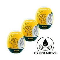 Satisfyer Masturbator Egg 3 pack - Stroker for Male Masturbation, Portable Pleasure Sleeve, Super-Stretchy, No Lubricant Required, Disposable, Single-Use (Fierce)