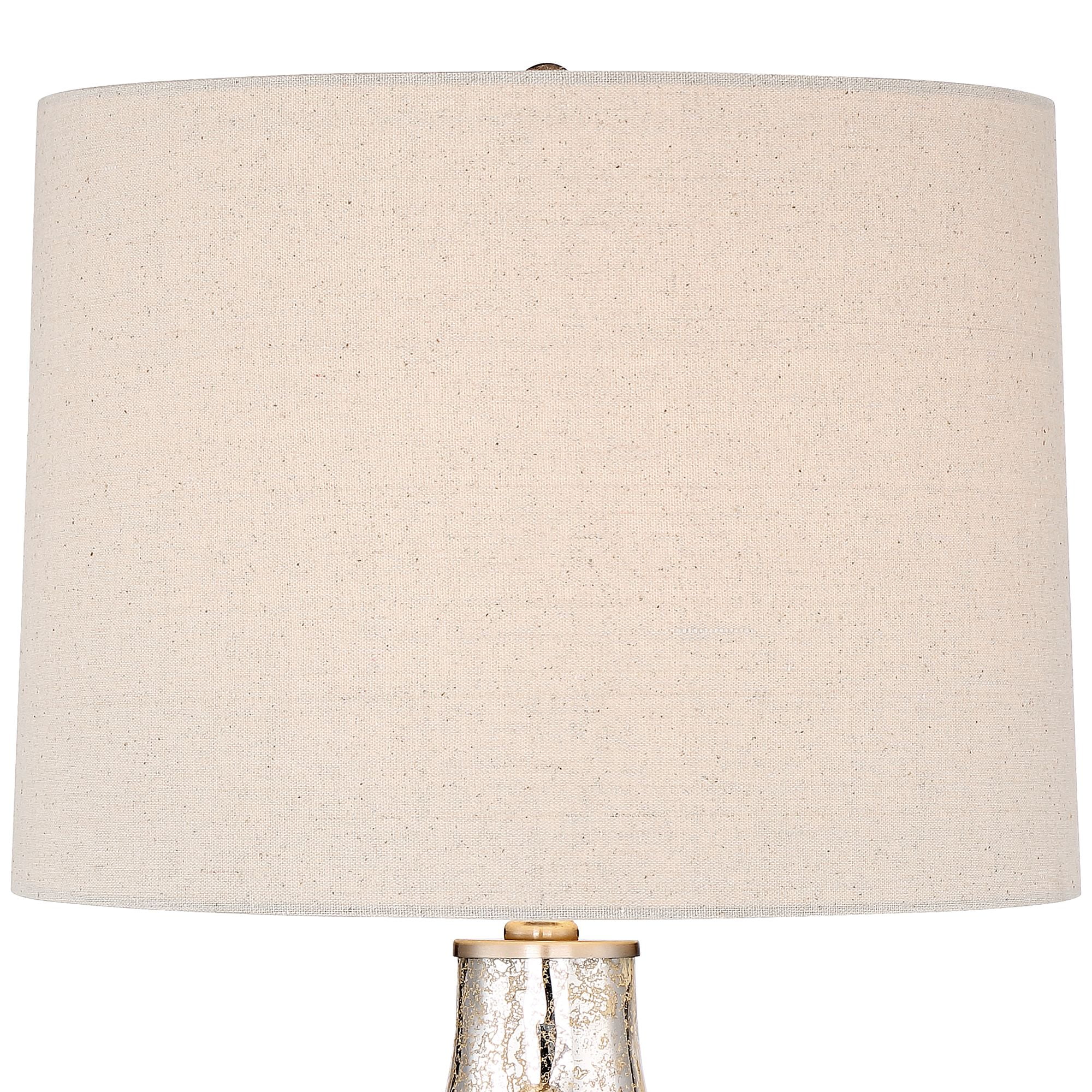 360 Lighting Waylon 28" Tall Modern Luxe End Table Lamps Set of 2 Silver Mercury Glass Off-White Shade Living Room Bedroom Bedside