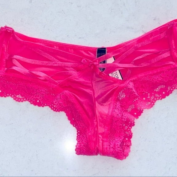 Victoria's Secret Very Sexy Cheeky Satin Lace Trim Size XS, Fuchsia (Women's)