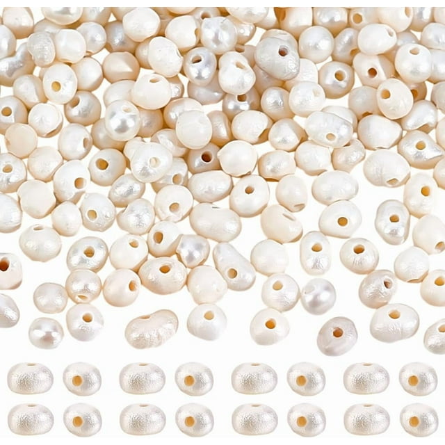 200 perlas de agua dulce de 1,5 a 2 mm en forma de patata, pequeñas perlas naturales, espaciadoras sueltas.
