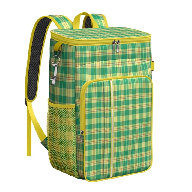 Rustic Plaid Soft Cooler Bag - 20L Insulated Leakproof Backpack Cooler for Picnics, Travel & Daily Use