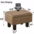 thumbnail image 3 of Foot Stool Ottomans Linen Footrest Storage Ottoman Step Stool Seat with Solid Wood Legs Modern Accent Stools for Couch Living Room Brown, 3 of 7