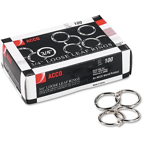 ACCO Metal Book Rings, 3/4" Diameter, 100 Rings/Box